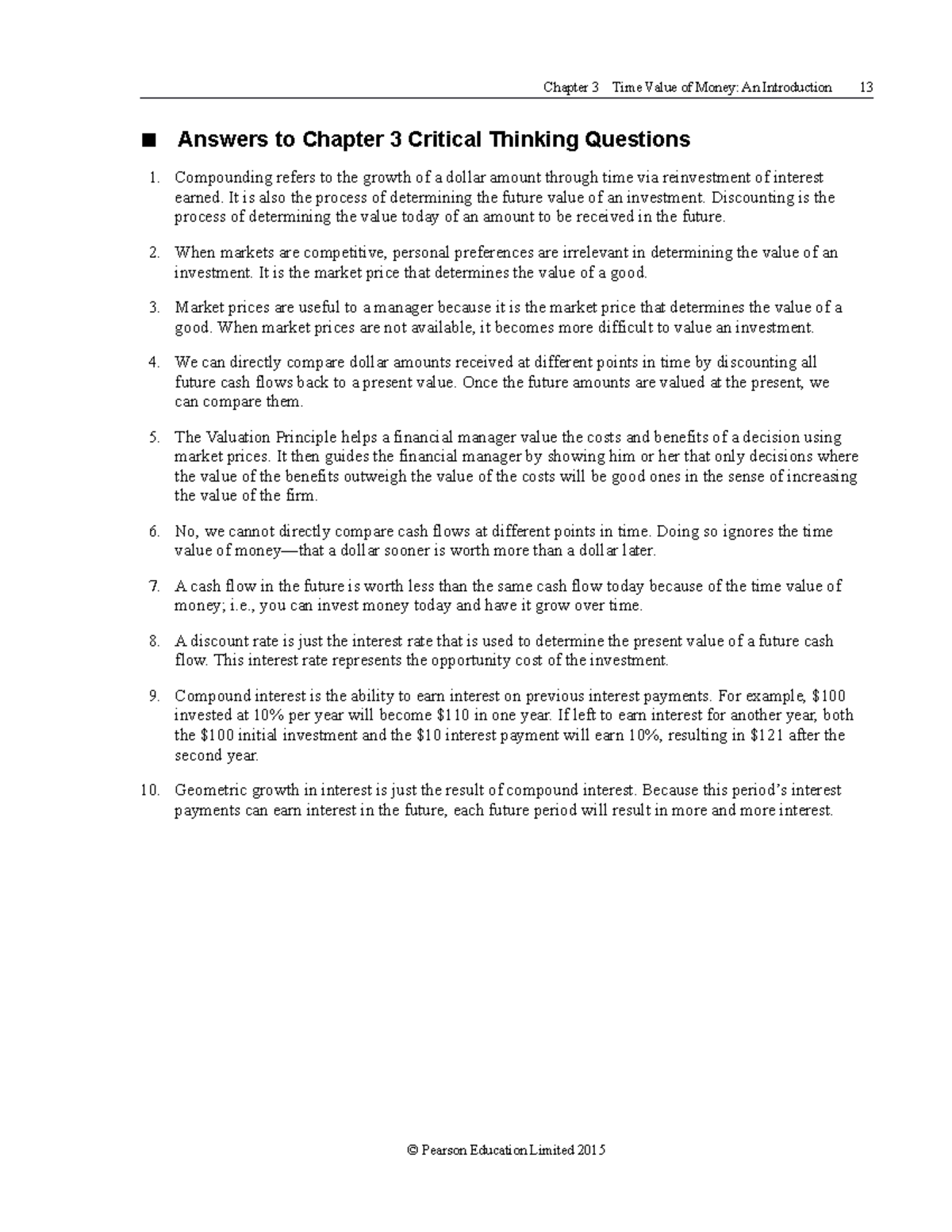 Chapter 3 Answers: Critical Thinking on Time Value of Money - Studocu