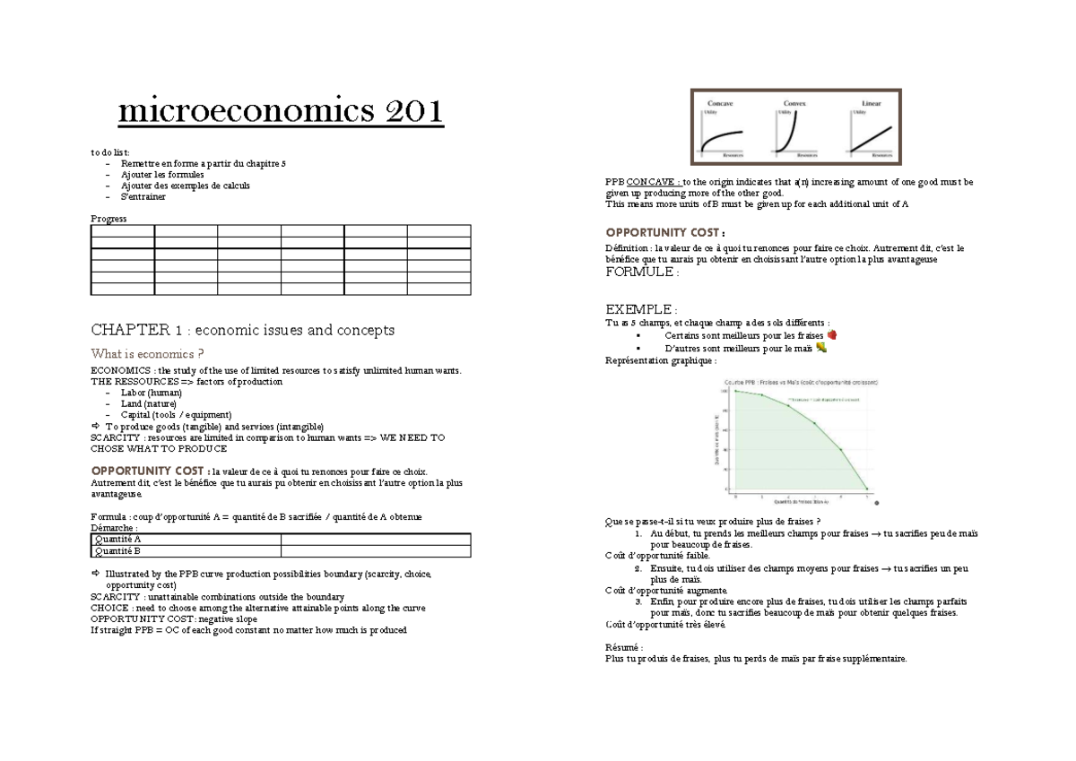 ECON 201 - Microeconomics Study Notes and Key Concepts - Studocu