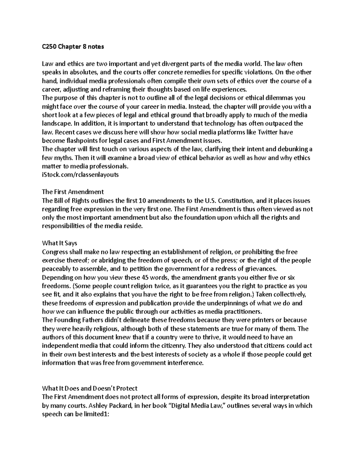 C250 Chapter 8 notes - C250 Chapter 8 notes Law and ethics are two ...