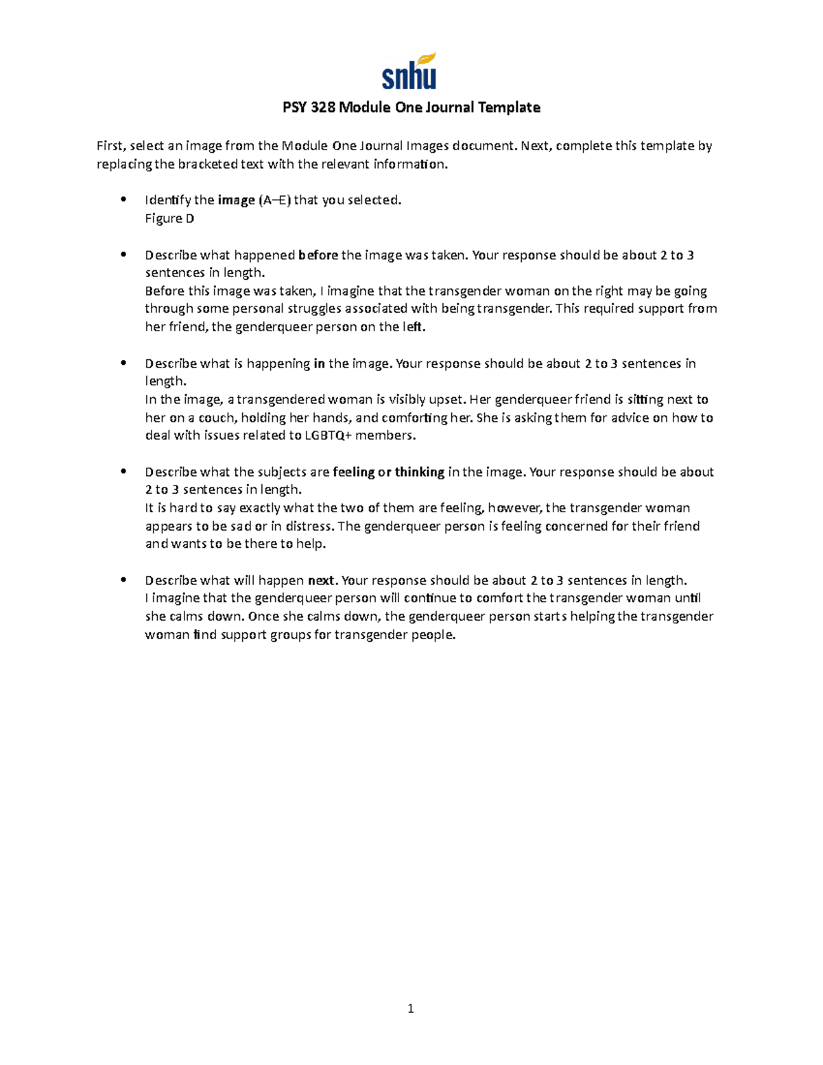 PSY 328 Module One Journal Reflection Template - Studocu
