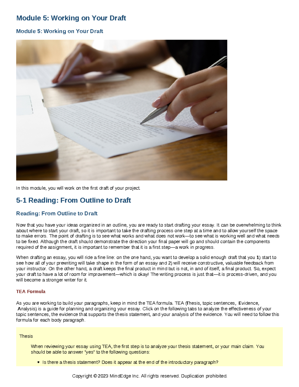 English 122 Module 5 Drafting Your Essay: Tips & Techniques - Studocu