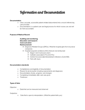 Patient Care Documentation - Study Notes & Assignments - Studocu