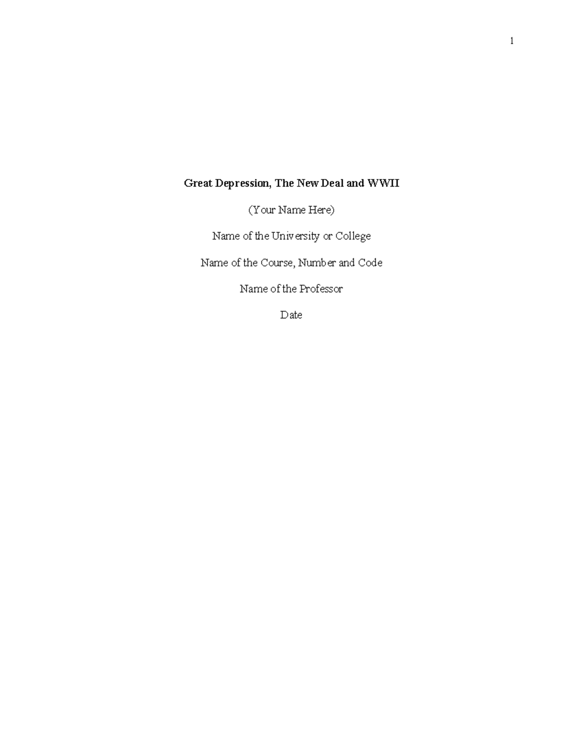 The Great Depression, The New Deal & WWII: Key Insights (Course Code ...