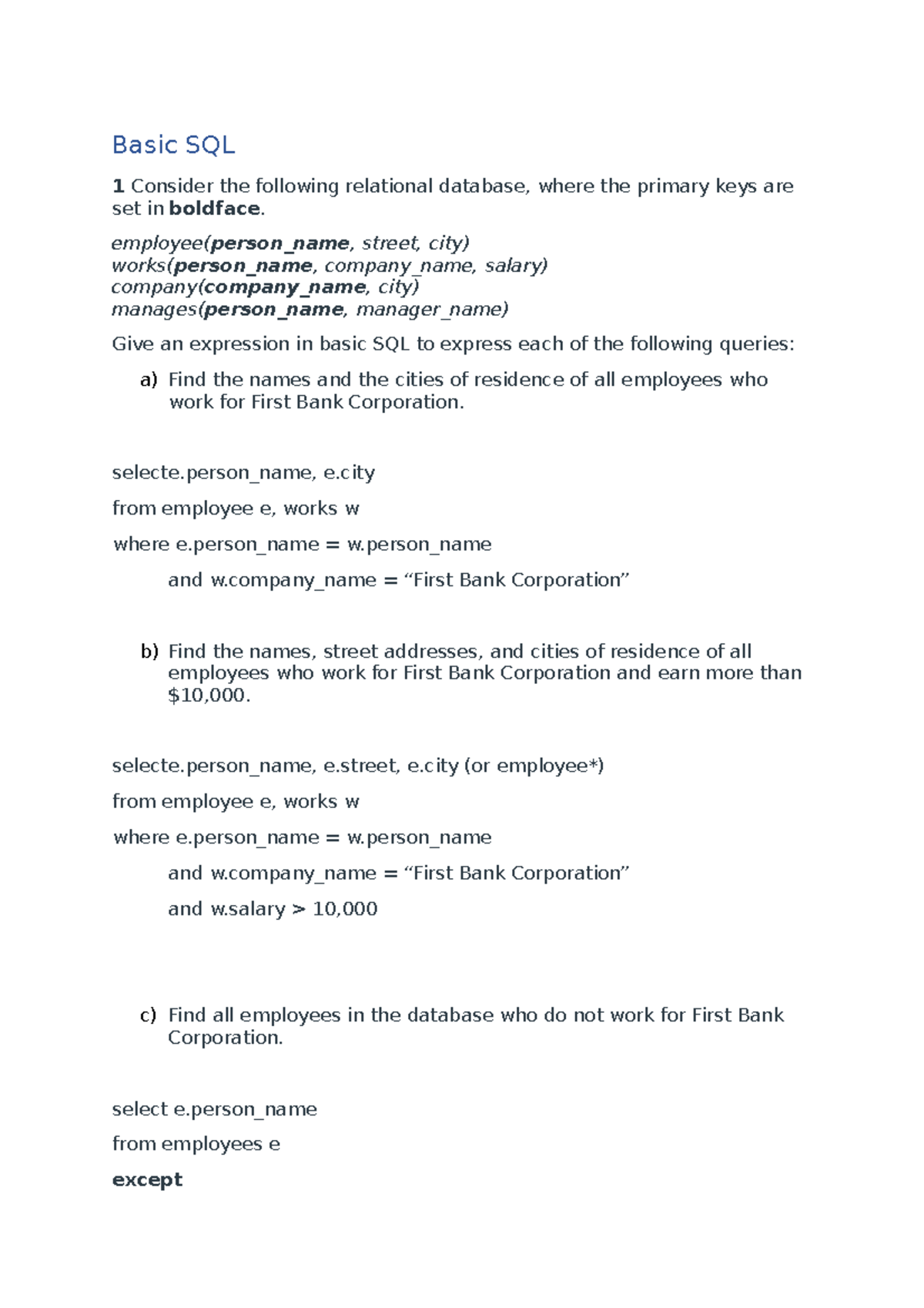 Week 4 & 5 - Basic & Advanced SQL Exercises (CS101) - Studeersnel