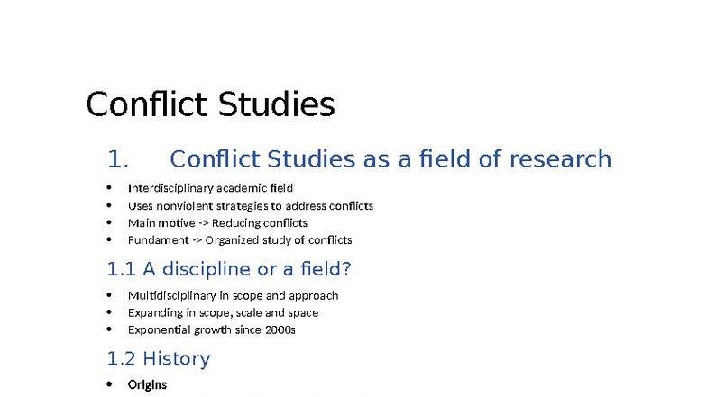Conflict Studies 1: Comprehensive Summary of Key Concepts and Theories ...