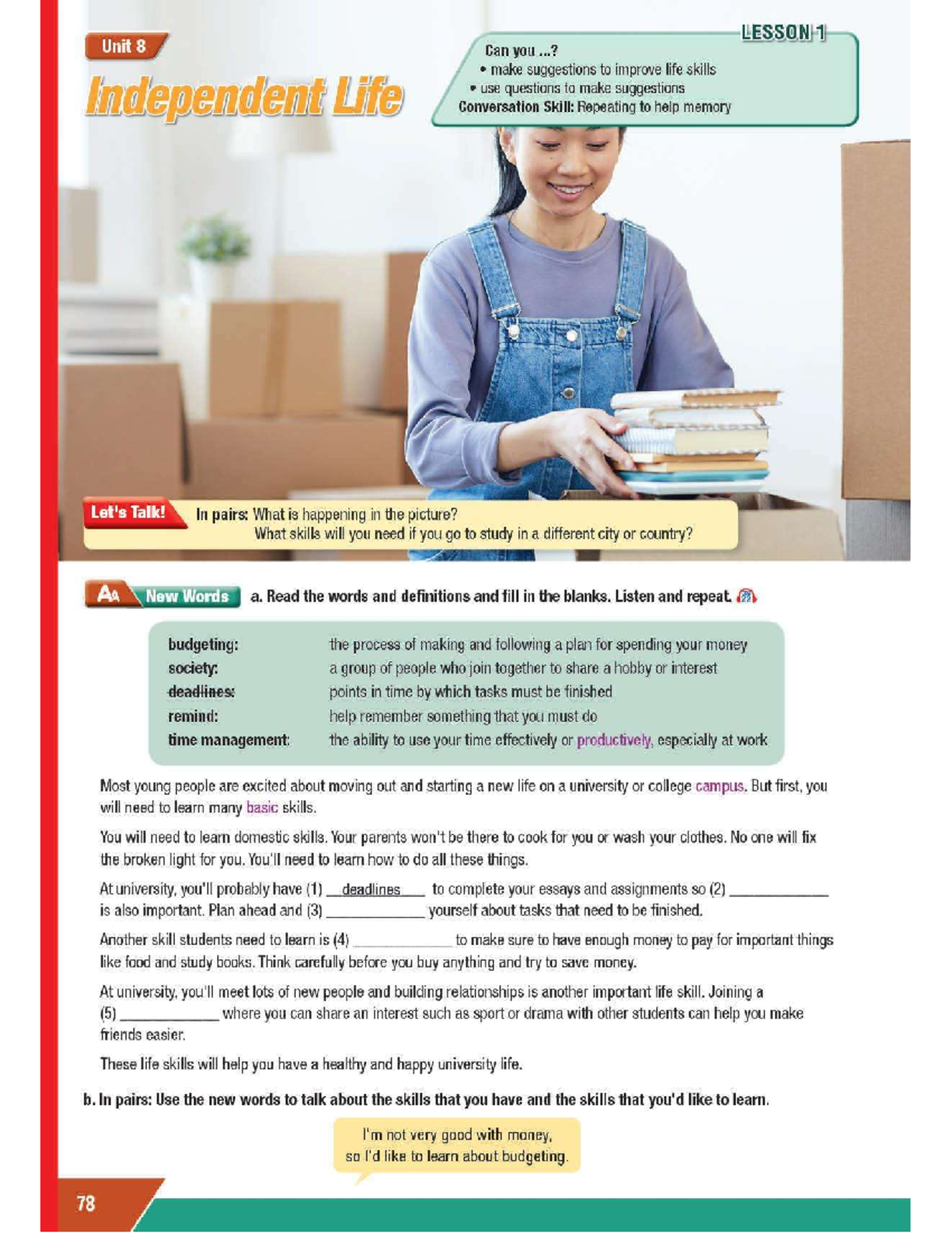 [i-Learn] Unit 8 - Independent Life - Unit 8 Can you ? make suggestions ...