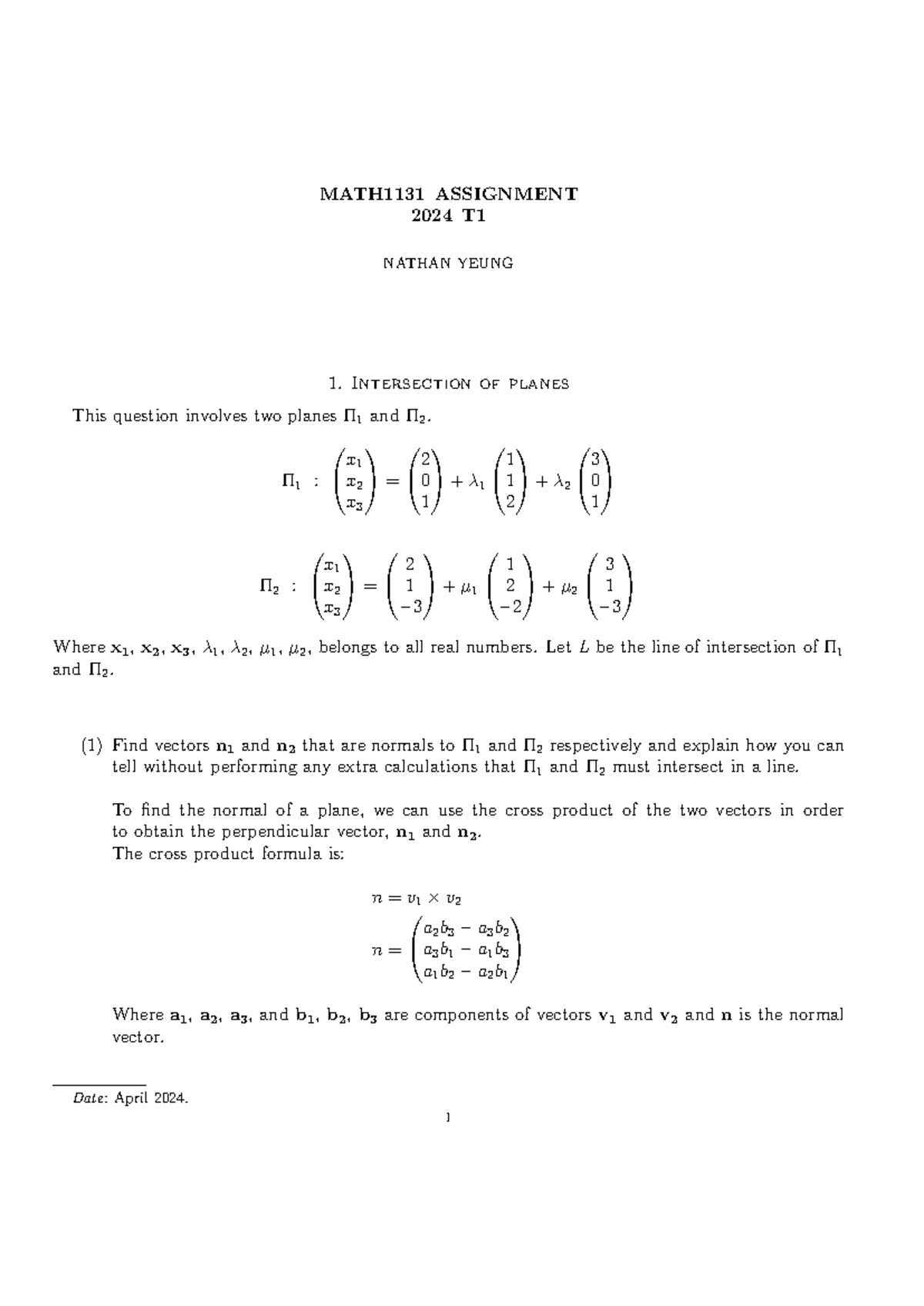 MATH1131 Nathan Yeung - Math 1A Assignment Pure Math Flavour - MATH1131 ...