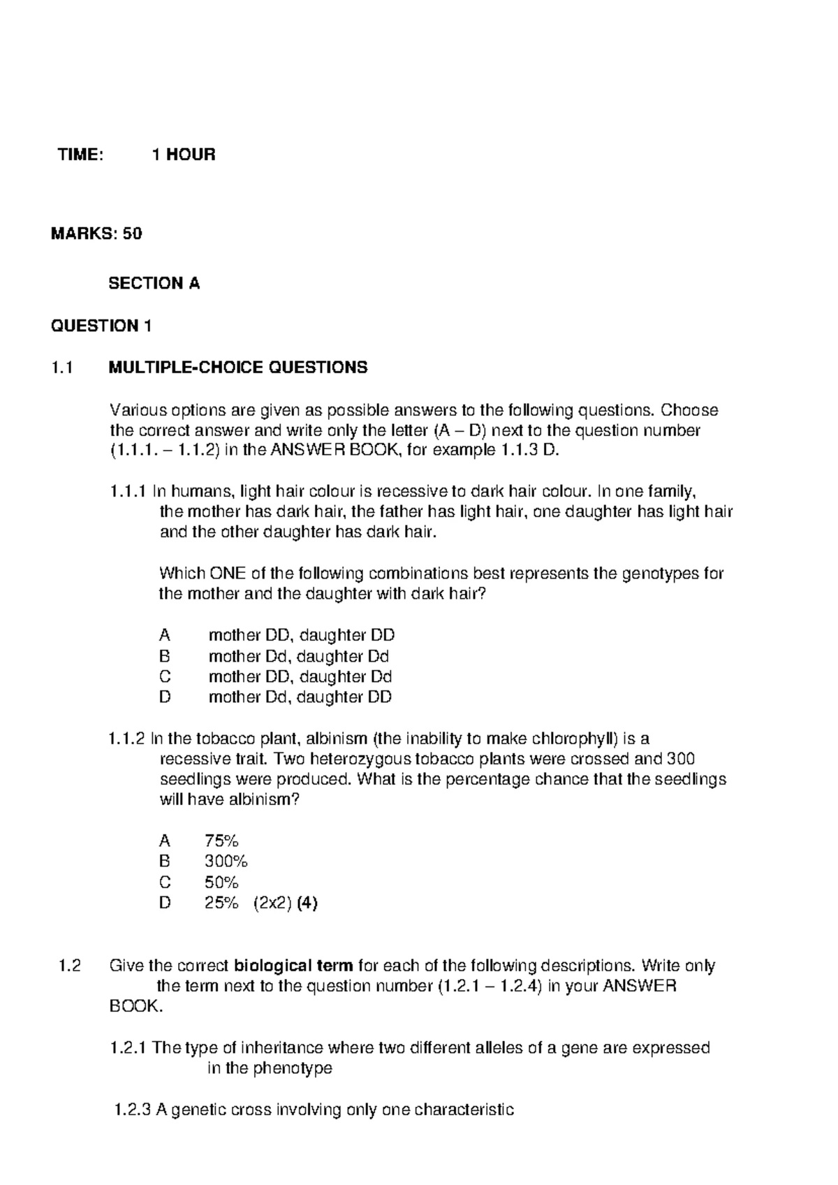 Life Sciences Grade 12 Revision Notes: Genetics & Inheritance Concepts ...
