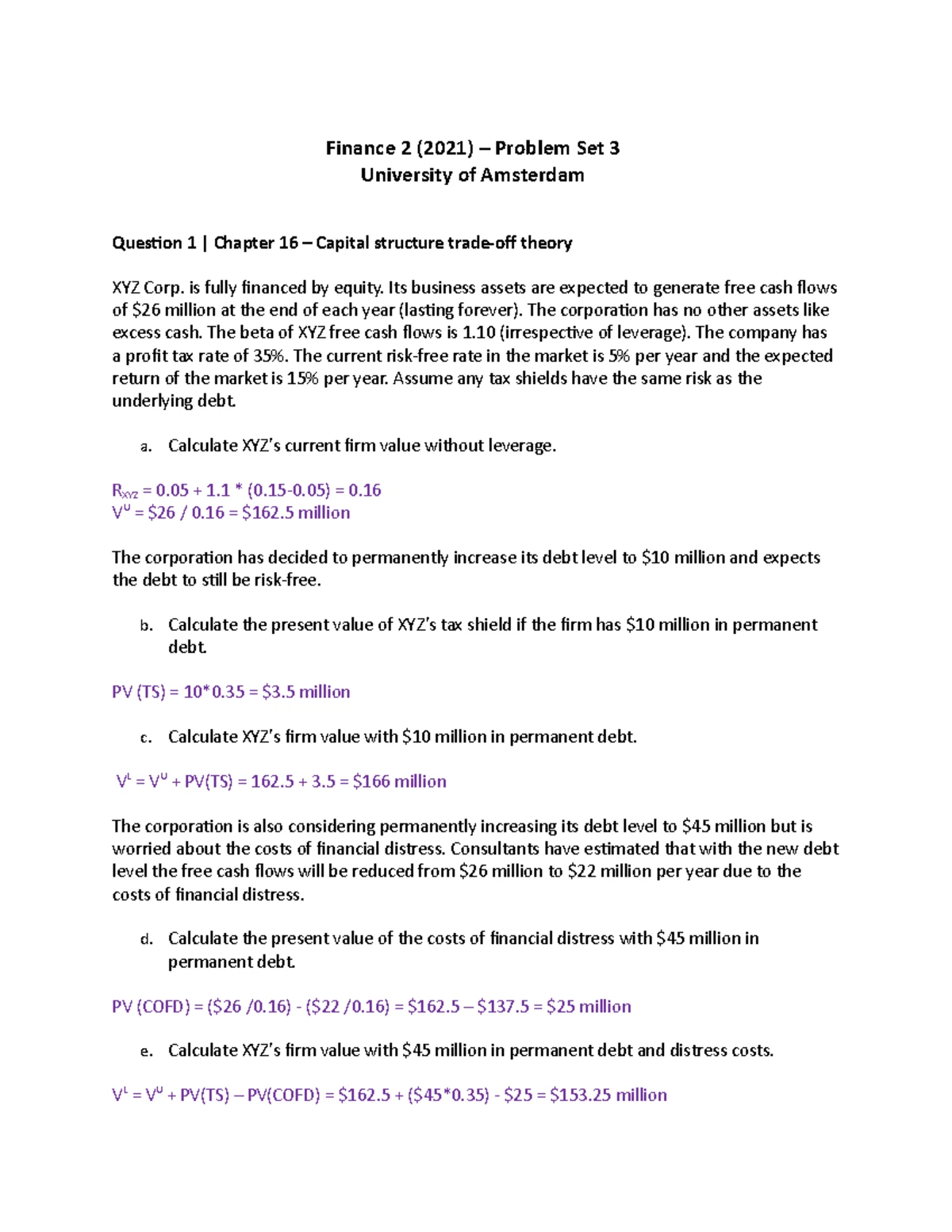2023-02 Finance 2 Formula Sheet Final Exam - Formula Sheet Finance 2 ...