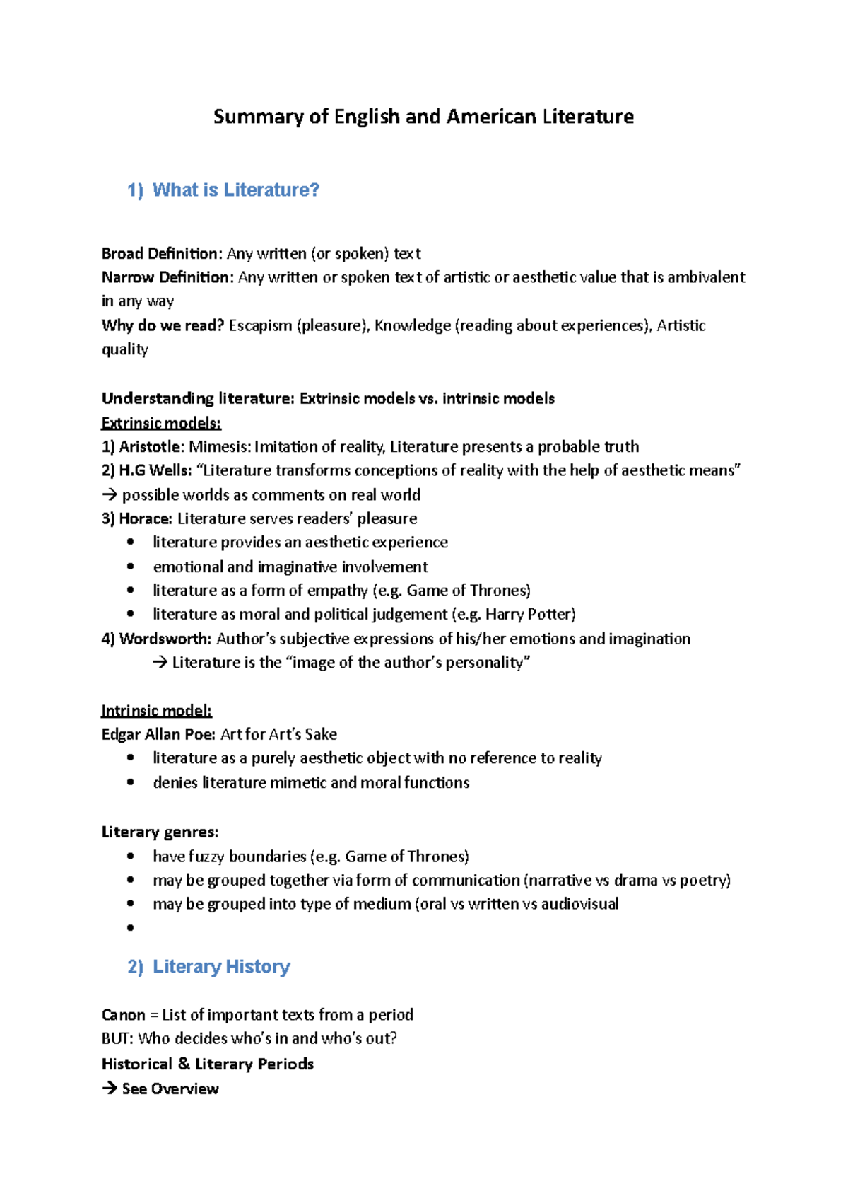 English and American Literature Summary: Key Concepts and Insights ...