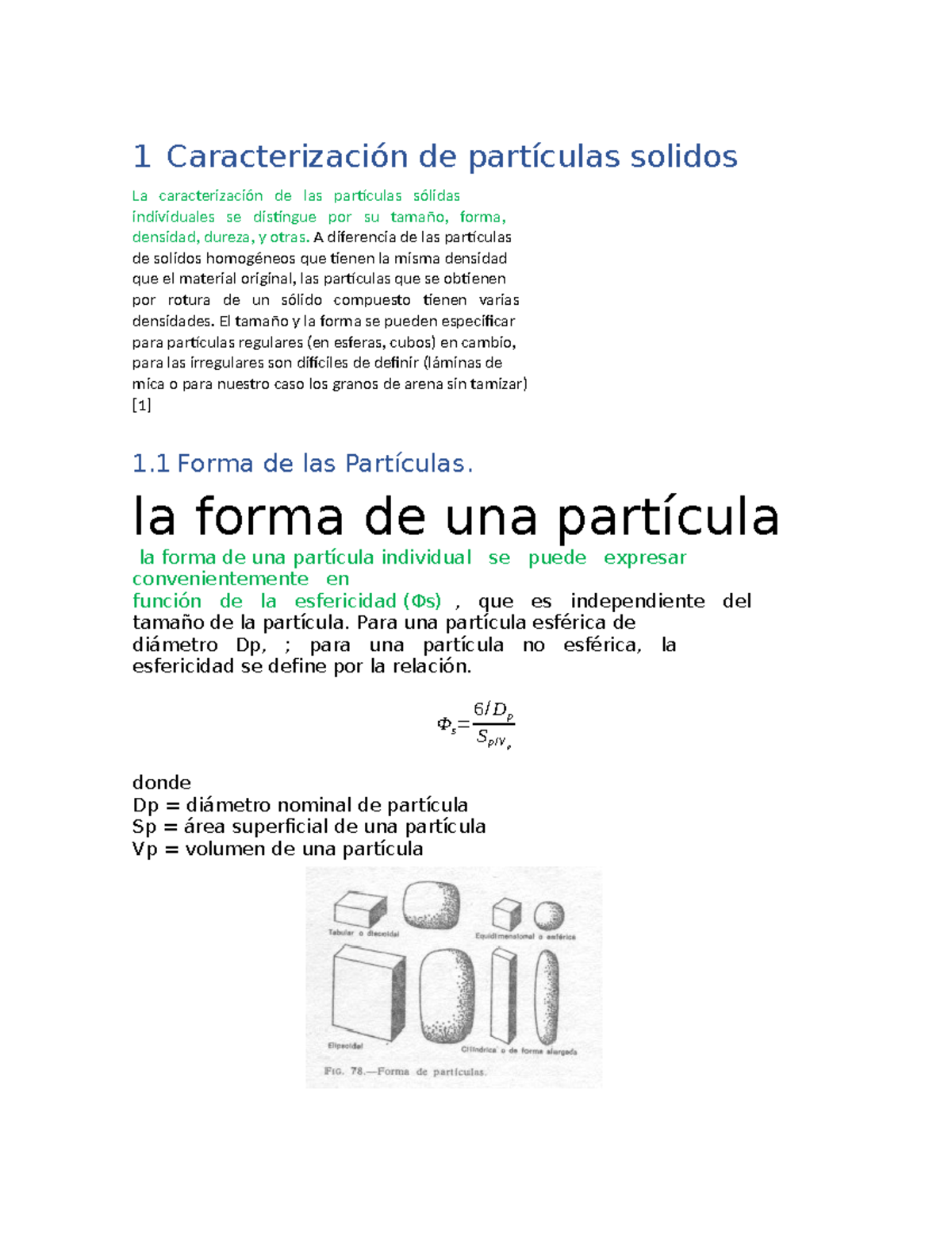 Caracterización de Partículas Sólidas - 1: Análisis y Tamaño - Studocu