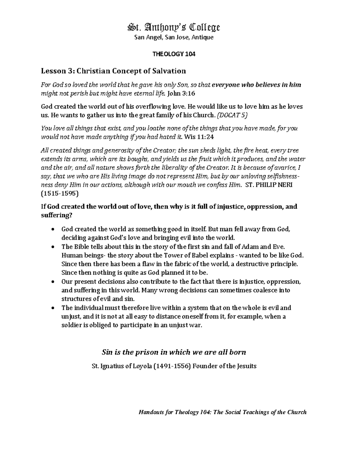 THEOLOGY 104 Lesson 3: Understanding Christian Salvation Concepts - Studocu