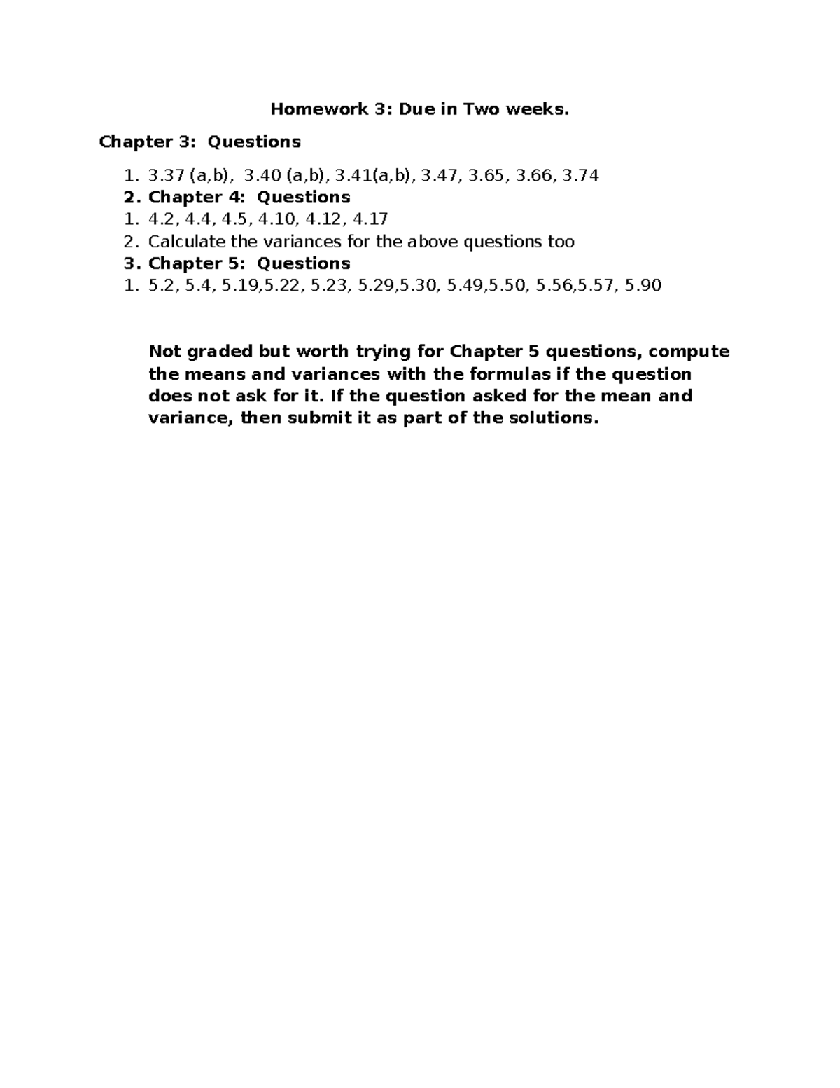 Homework 3-1 - howework for chp 3 - STAT 380 - Homework 3: Due in Two ...