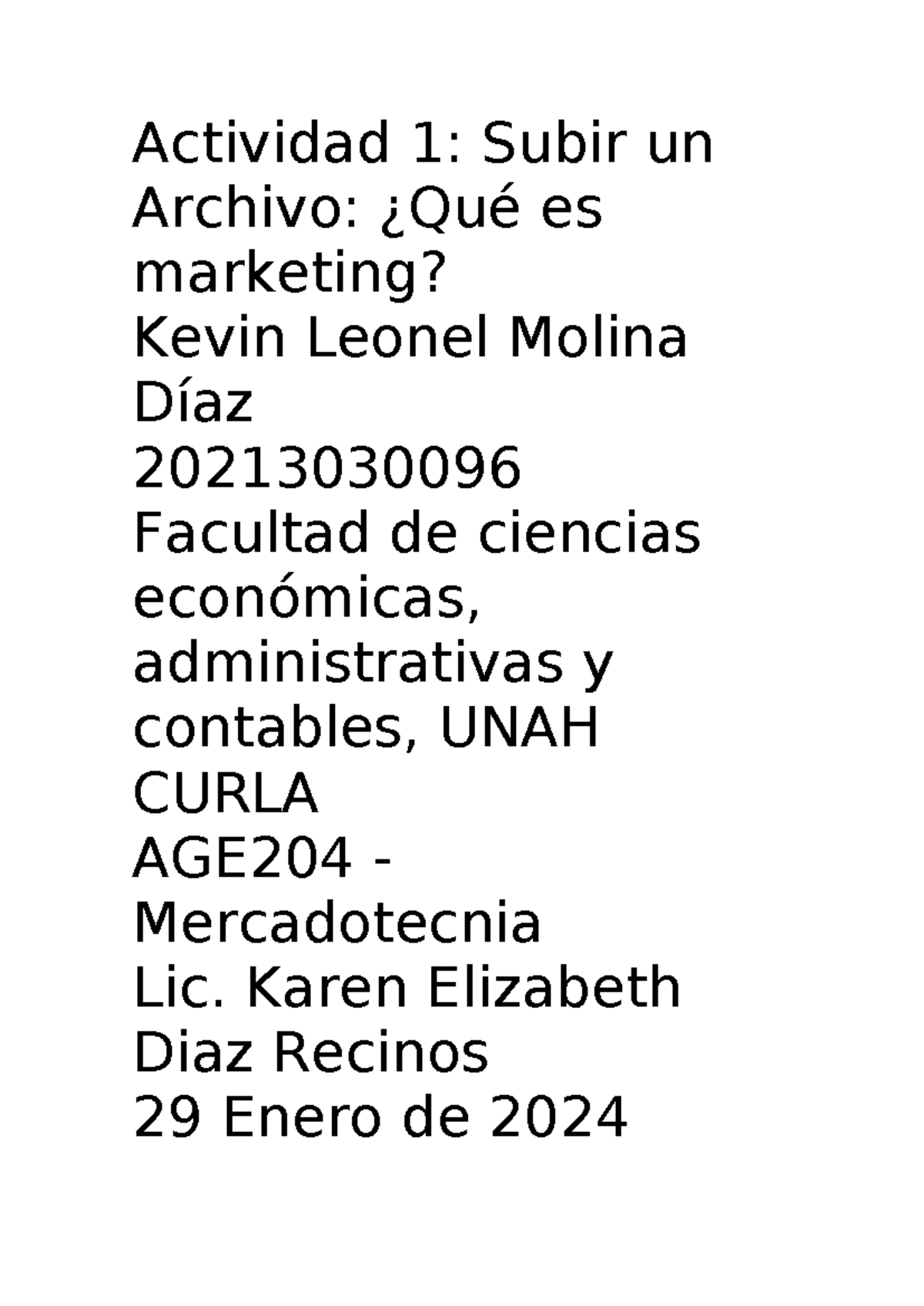 AGE204 Actividad 1: Introducción al Marketing y su Importancia - Studocu