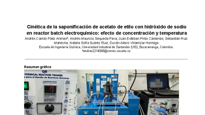 Cinética de la saponificación de acetato de etilo con NaOH en reactor
