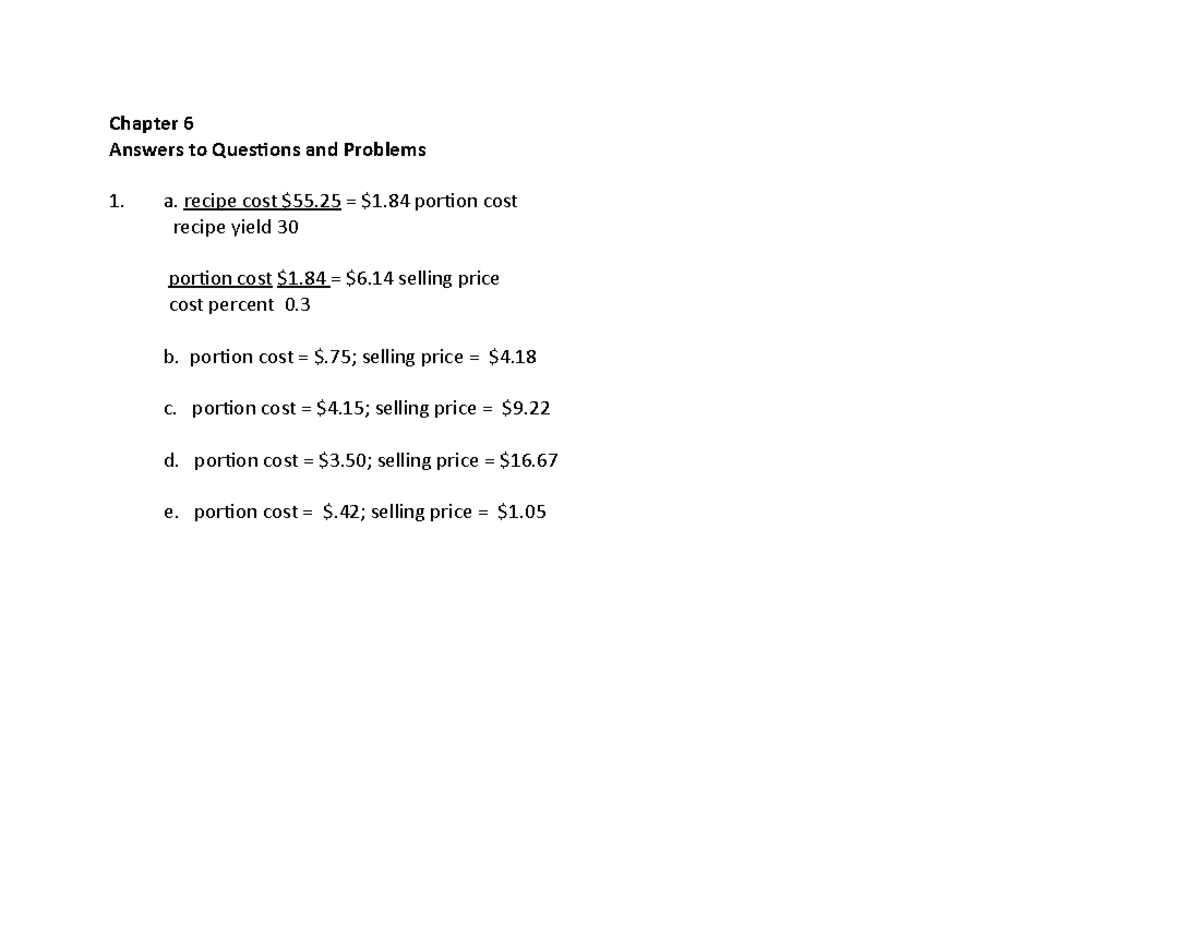 End of chapter answers C6 - Chapter 6 Answers to Questions and Problems ...