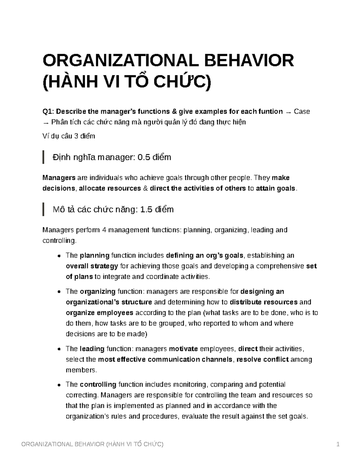 Organizational Behavior Final Exam Notes (OB 101) - Studocu