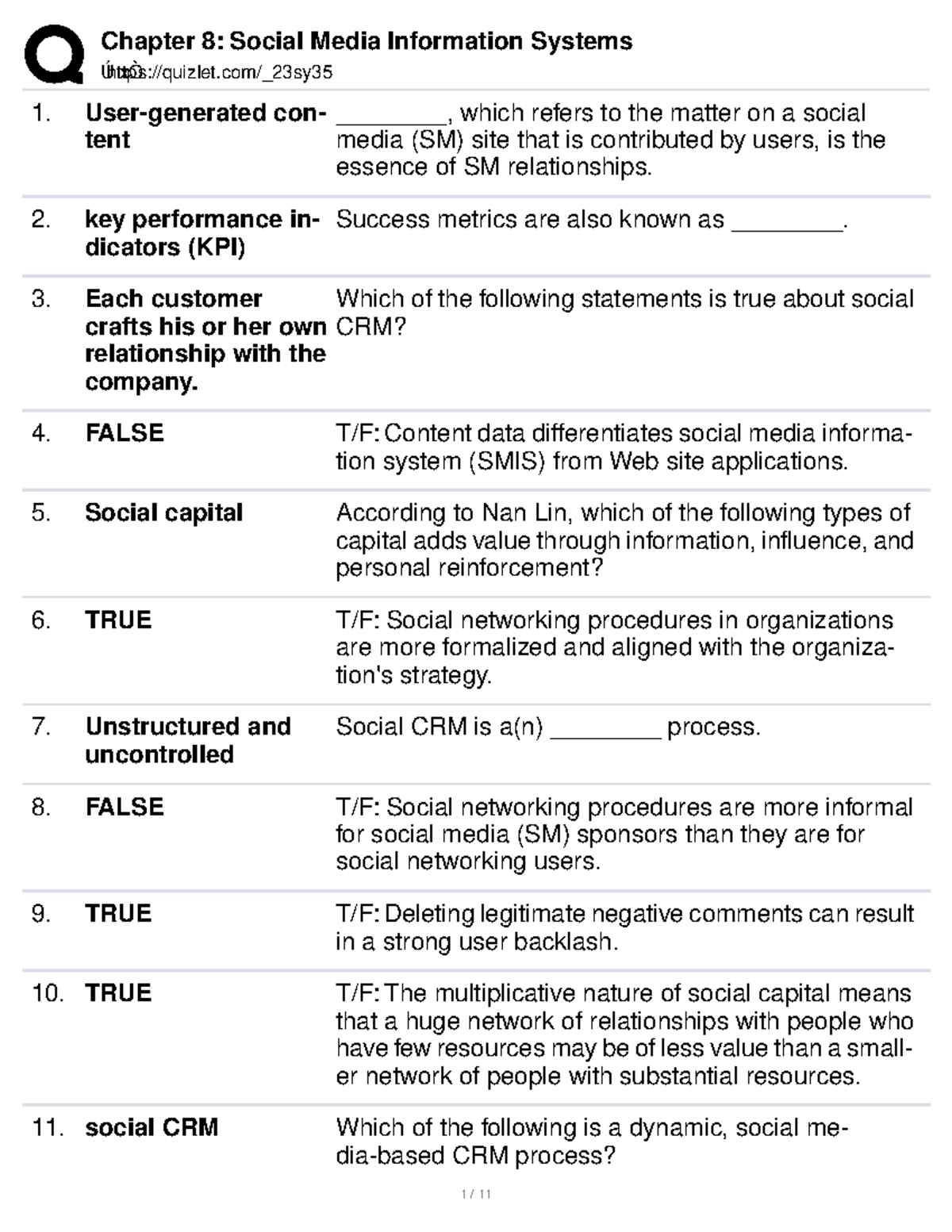 D40212 Social Media Information Systems Study Notes - Studocu