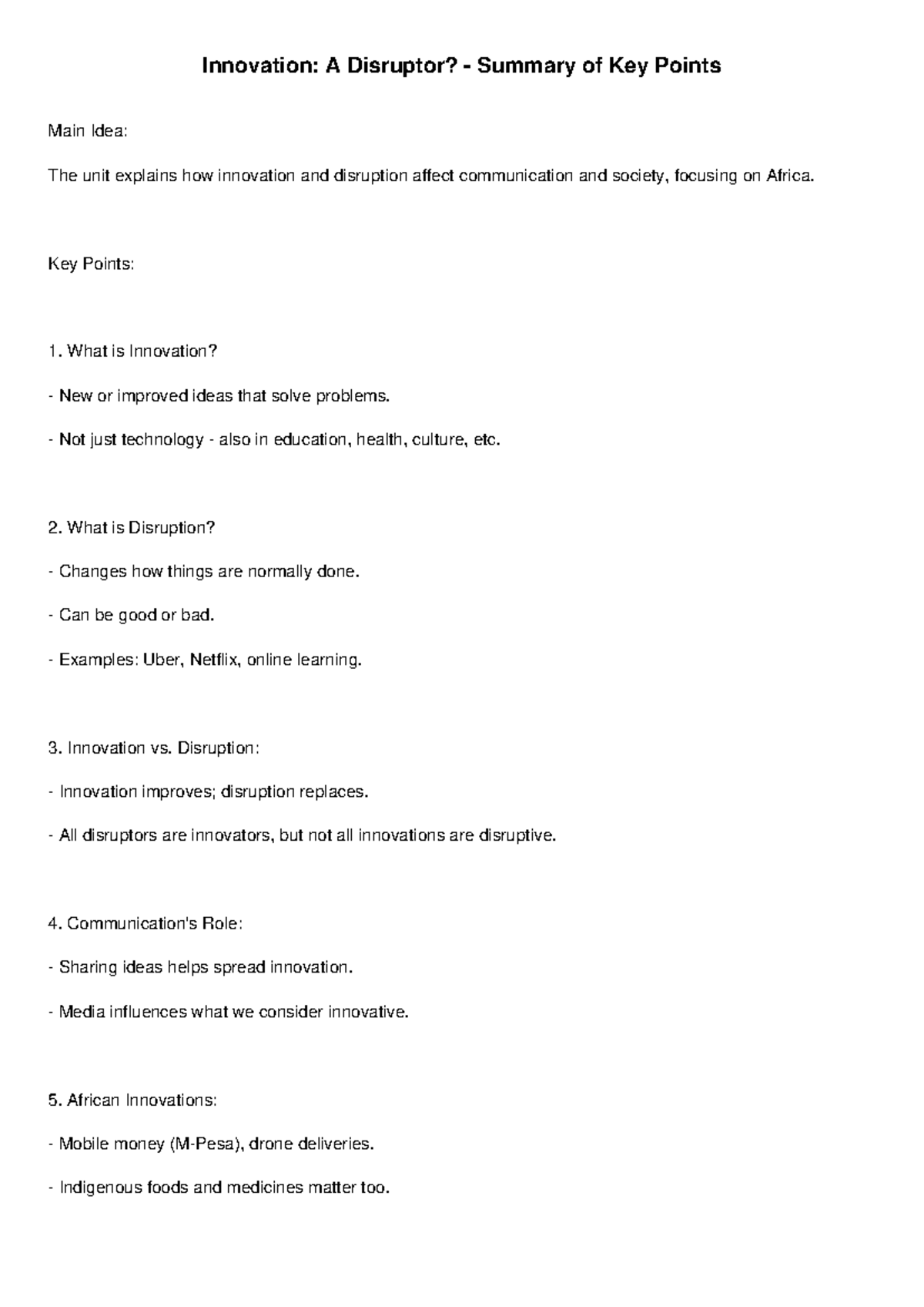 Innovation and disruption in communication and society: Key points ...