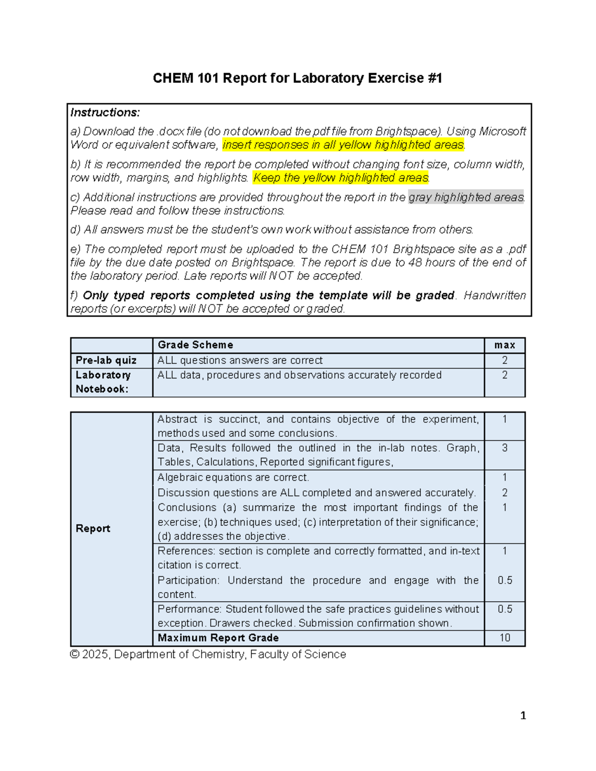 CHEM 101 Lab Report: Measurement of Volumes & Weights Accuracy - Studocu