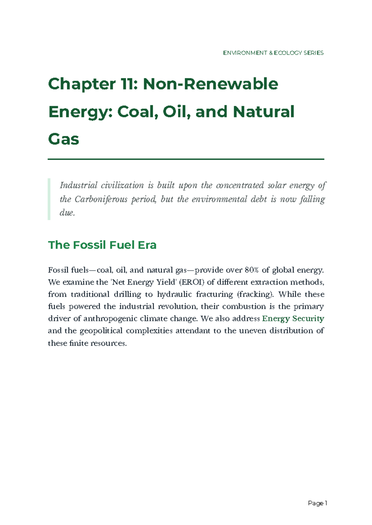 ENVIRONMENTAL SCIENCE Chapter 11: Energy from Fossil Fuels - Studocu