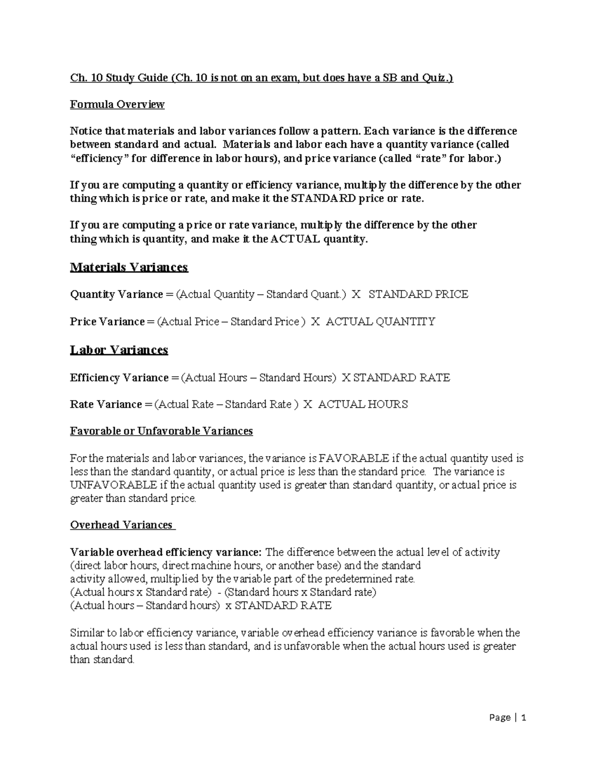 BUS1 122A Ch. 10 Study Guide - Ch. 10 Study Guide (Ch. 10 is not on an ...