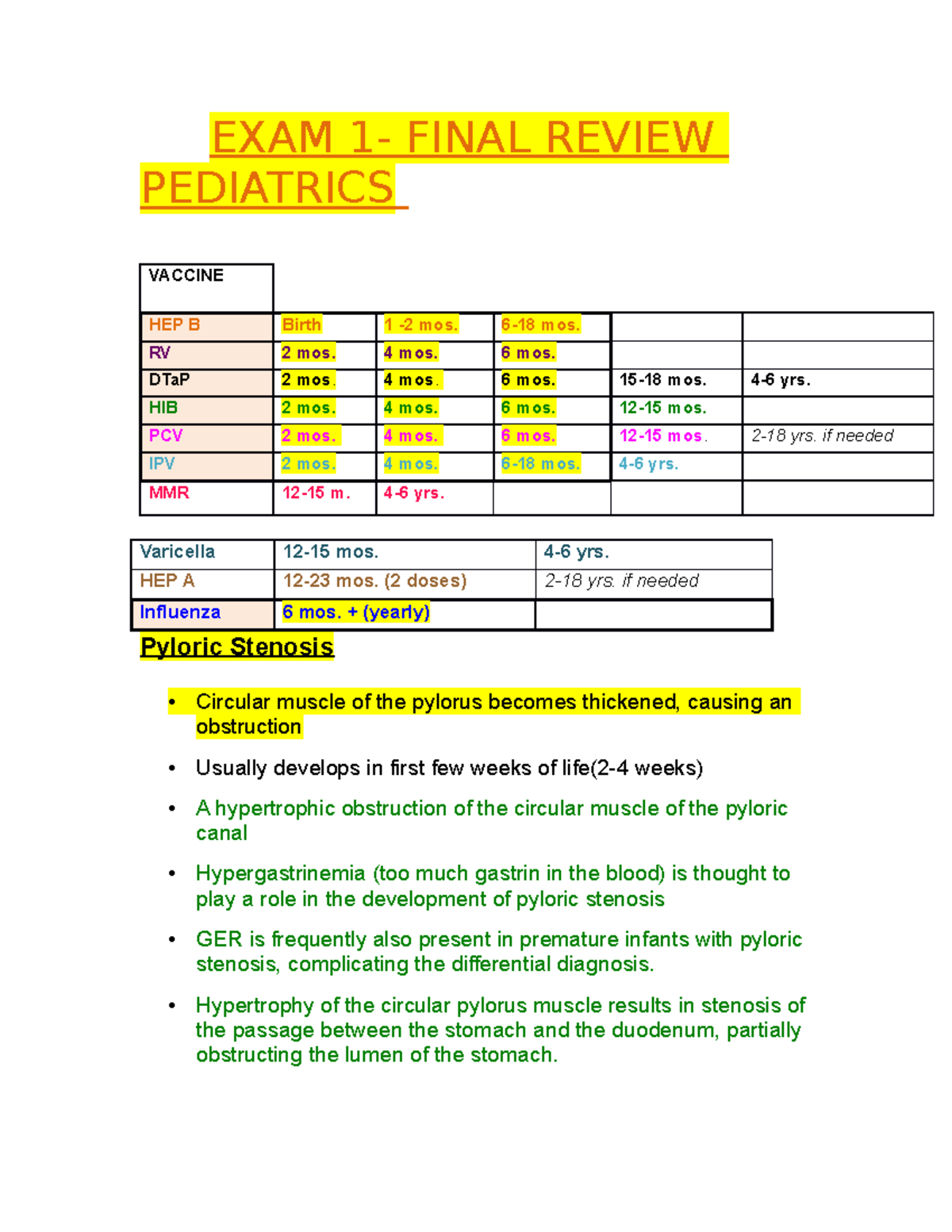 PEDS 101 Exam 1 Final Study Guide and Key Concepts - Studocu