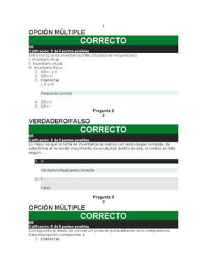 Prueba 1: Control de Inventarios y Preguntas Clave - Studocu