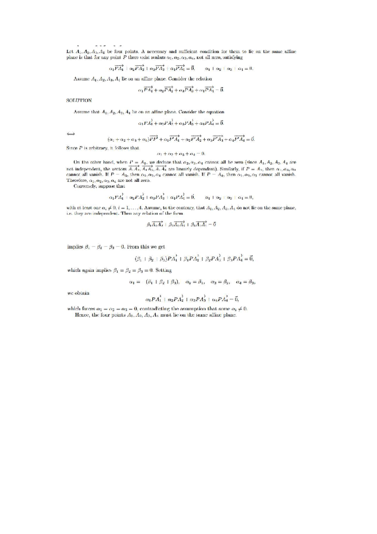 Affine Plane Condition for Points A₁, A₂, A₃, A₄ - Math Notes - Studocu