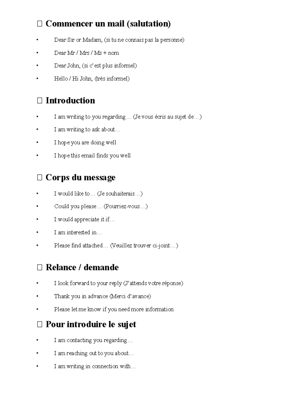 Cheat Sheet: Writing Emails in French (Commencer un mail) - Studocu