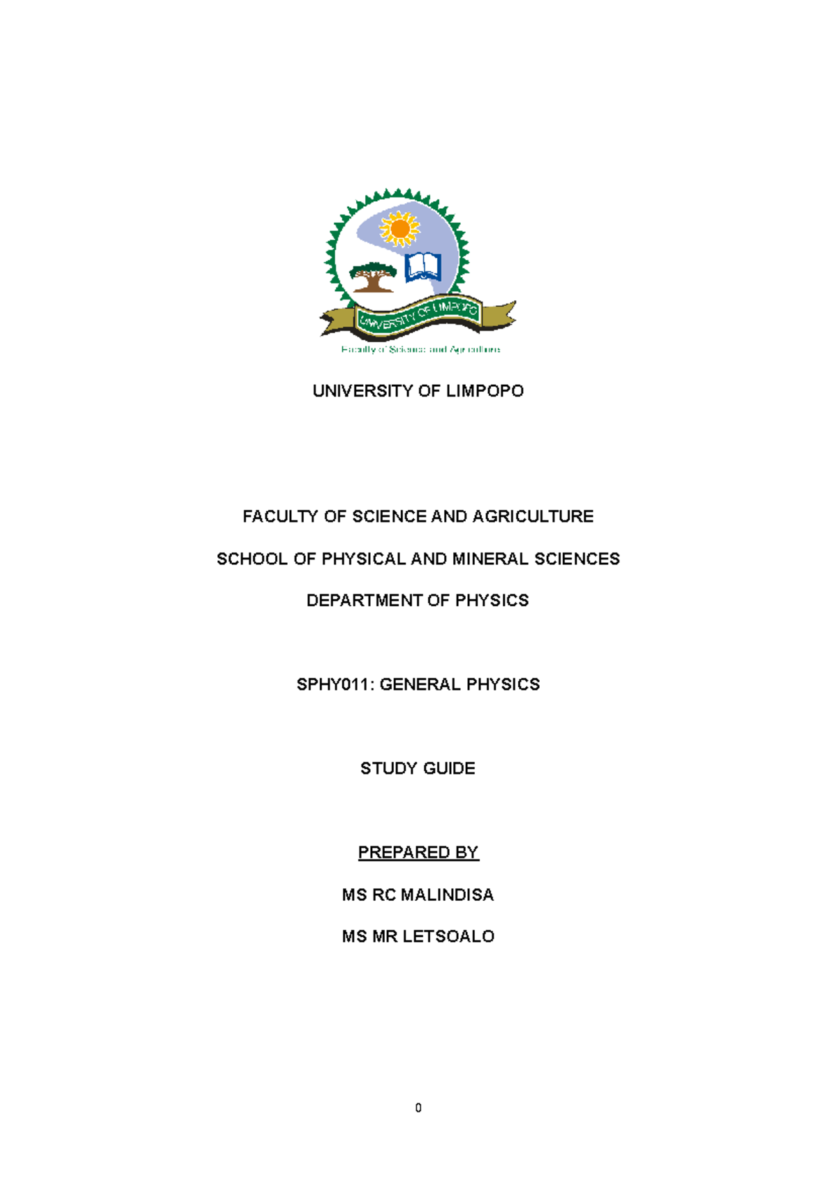 SPHY011: General Physics Study Guide 2026 - Studocu