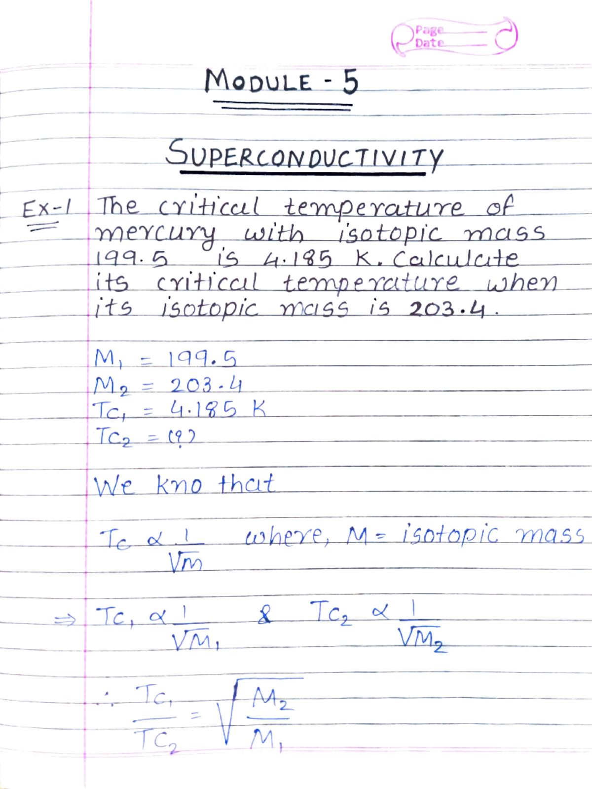 Module-5 Superconductivity Practice Problems and Calculations - Studocu