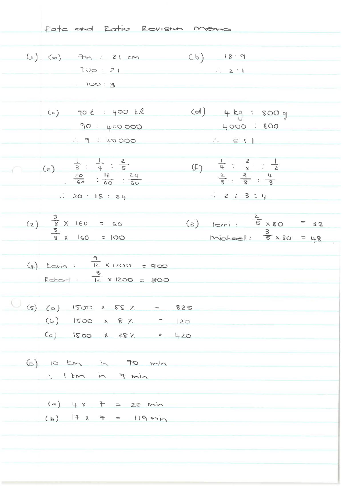 Rate and Ratio Revision Notes for Exam Preparation - Studocu