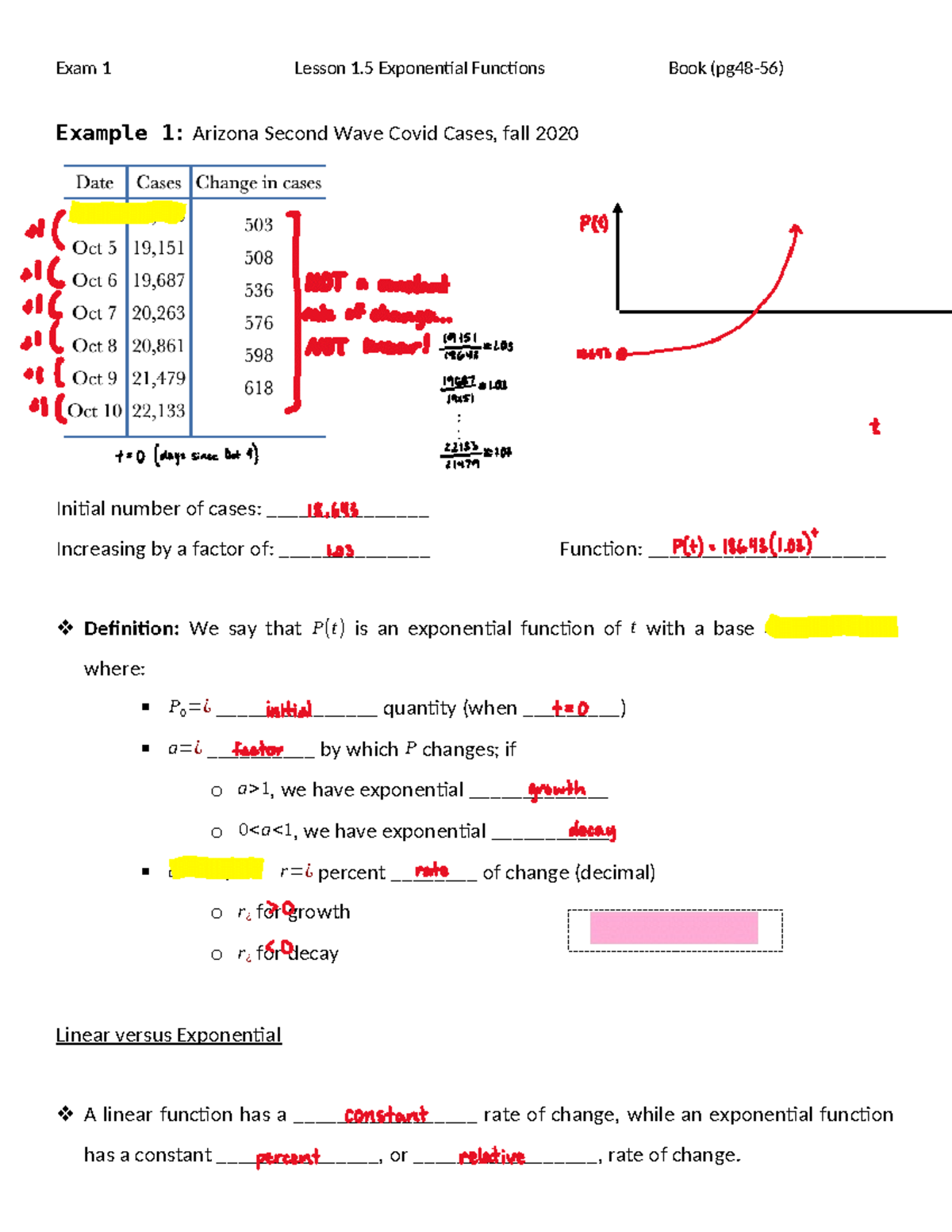 Exam 1: Lesson 1.5 - Exponential Functions and Applications - Exam 1 ...