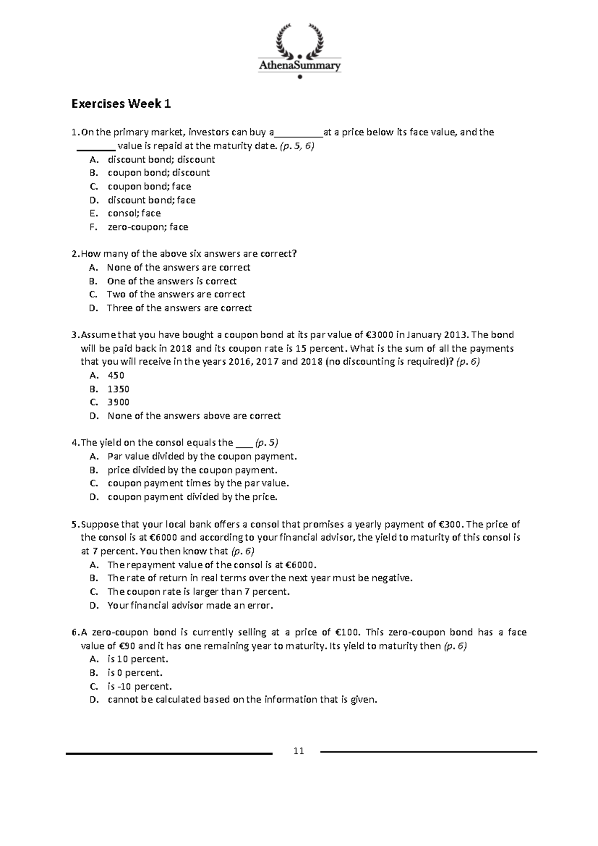 M&B Exercises - Week 1 Solutions for Review and Study - Studeersnel