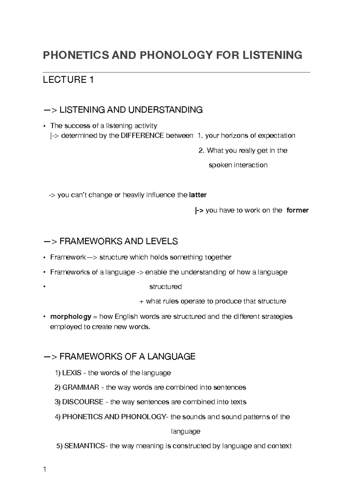 Phonetics and Phonology Lecture Notes - Unit 1 - INGLESE I 2021/2022 ...