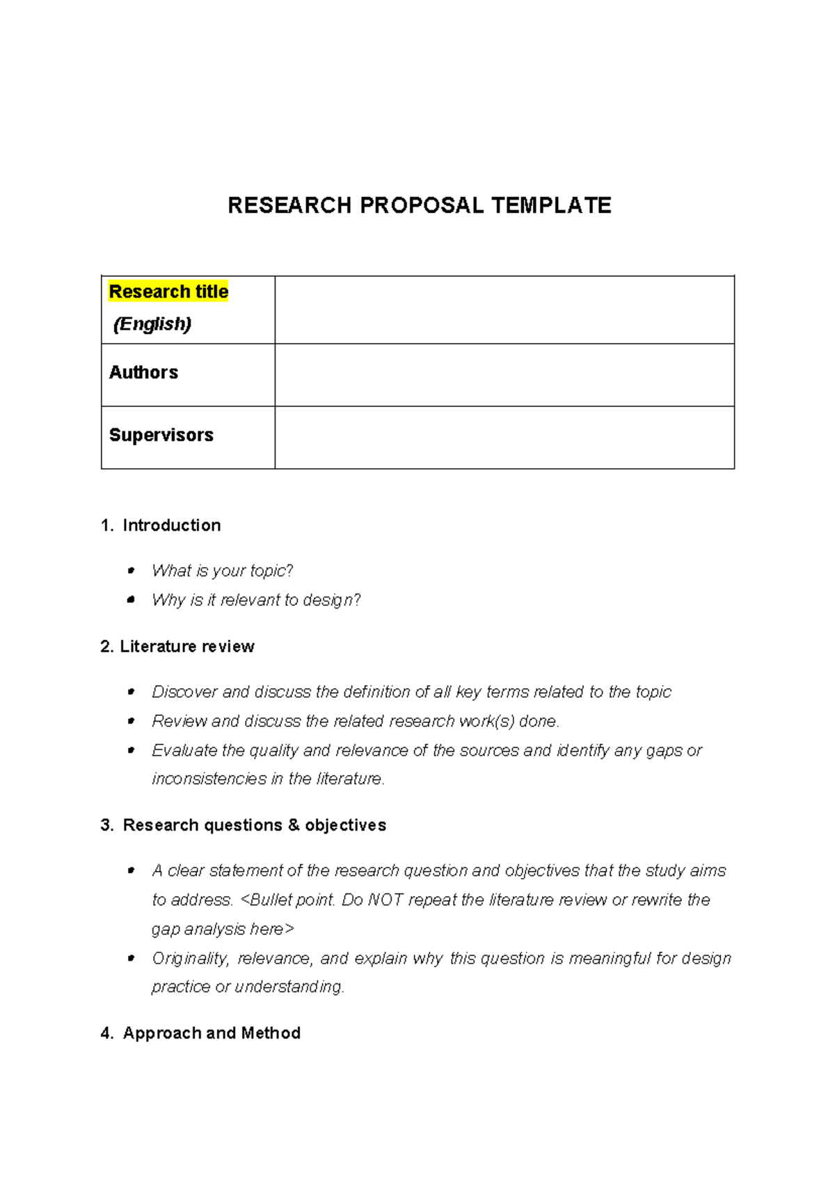 RMD Research Proposal Template SP26-2: Structure & Guidelines - Studocu