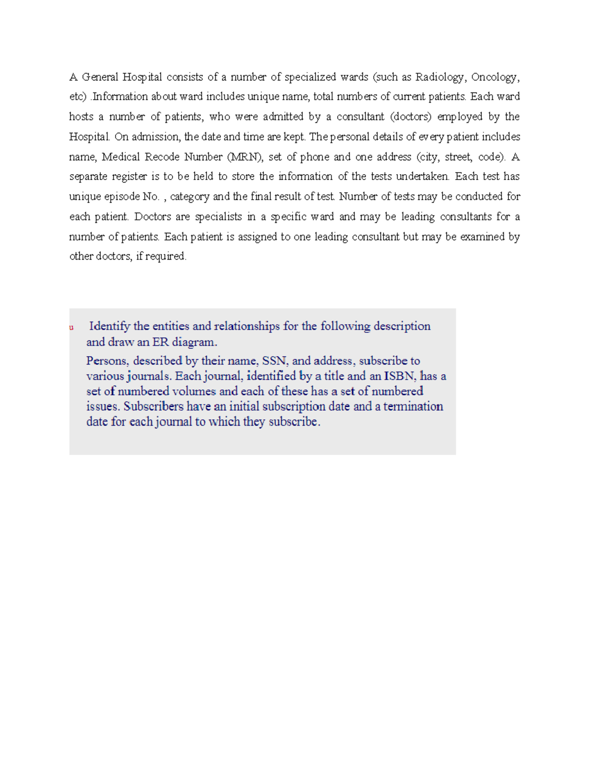 A2-Case Studies - General Hospital Ward Structures and Patient Info ...