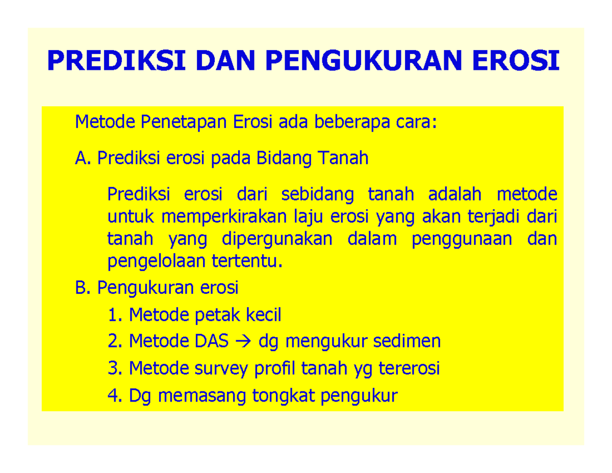 8. Metode Prediksi dan Pengukuran Erosi Tanah - Studocu