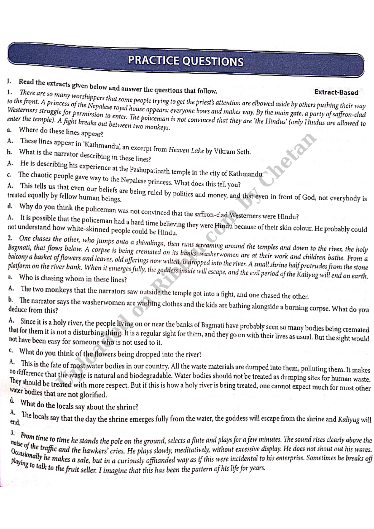 Kathmandu extra questions and answers class 9 english beehive ...