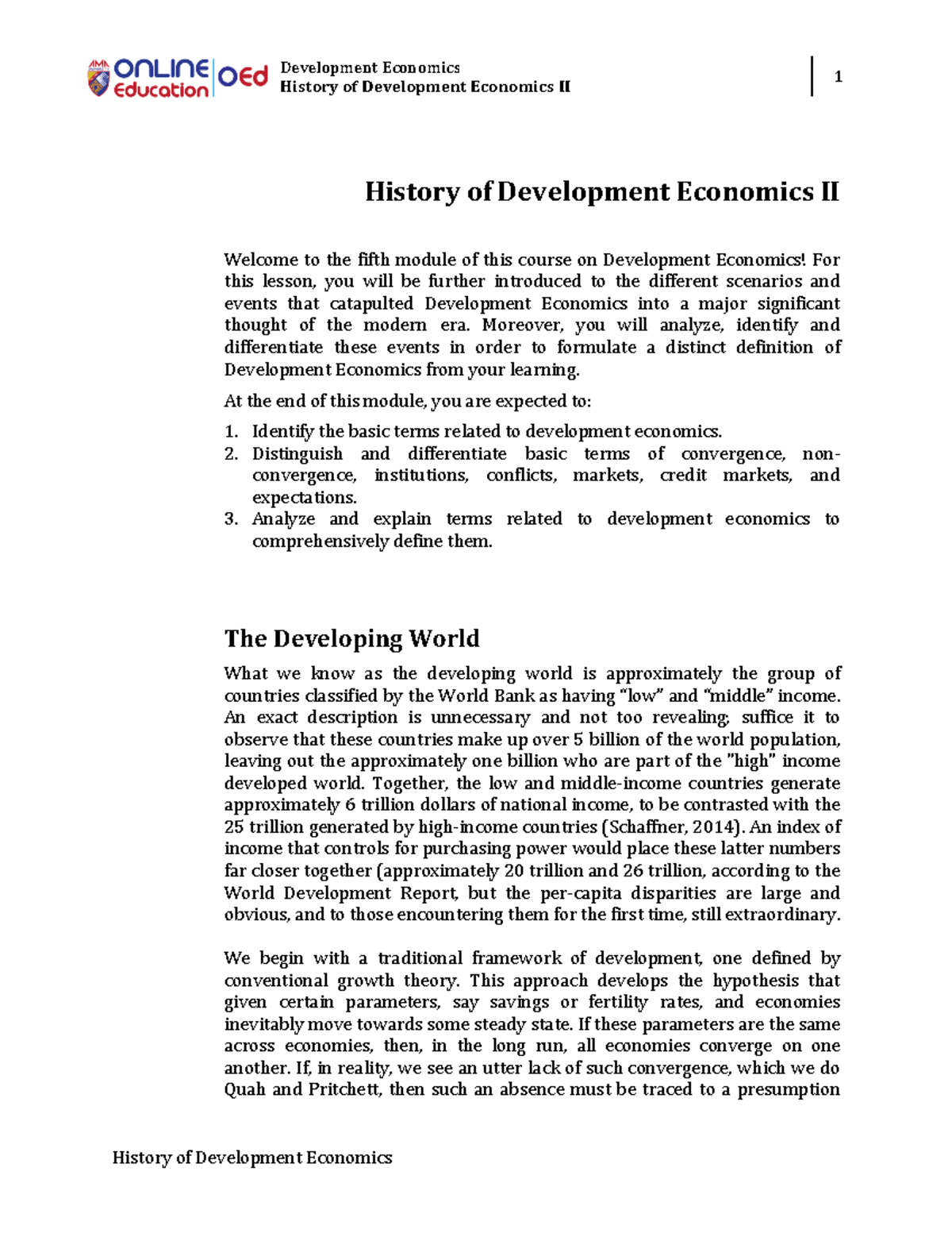 LONG QUIZ 2 - review well - History of Development Economics II 1 ...
