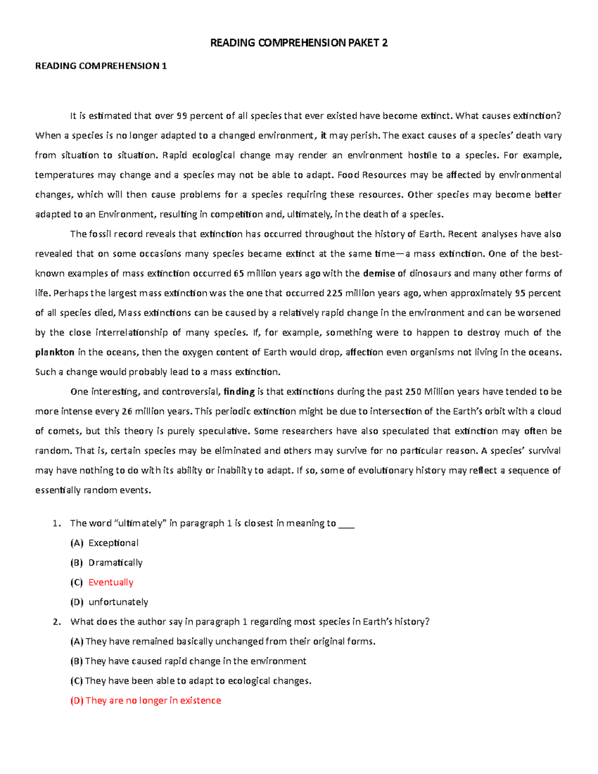 Paket Reading Comprehension 2 - Key Concepts and Practice Questions ...