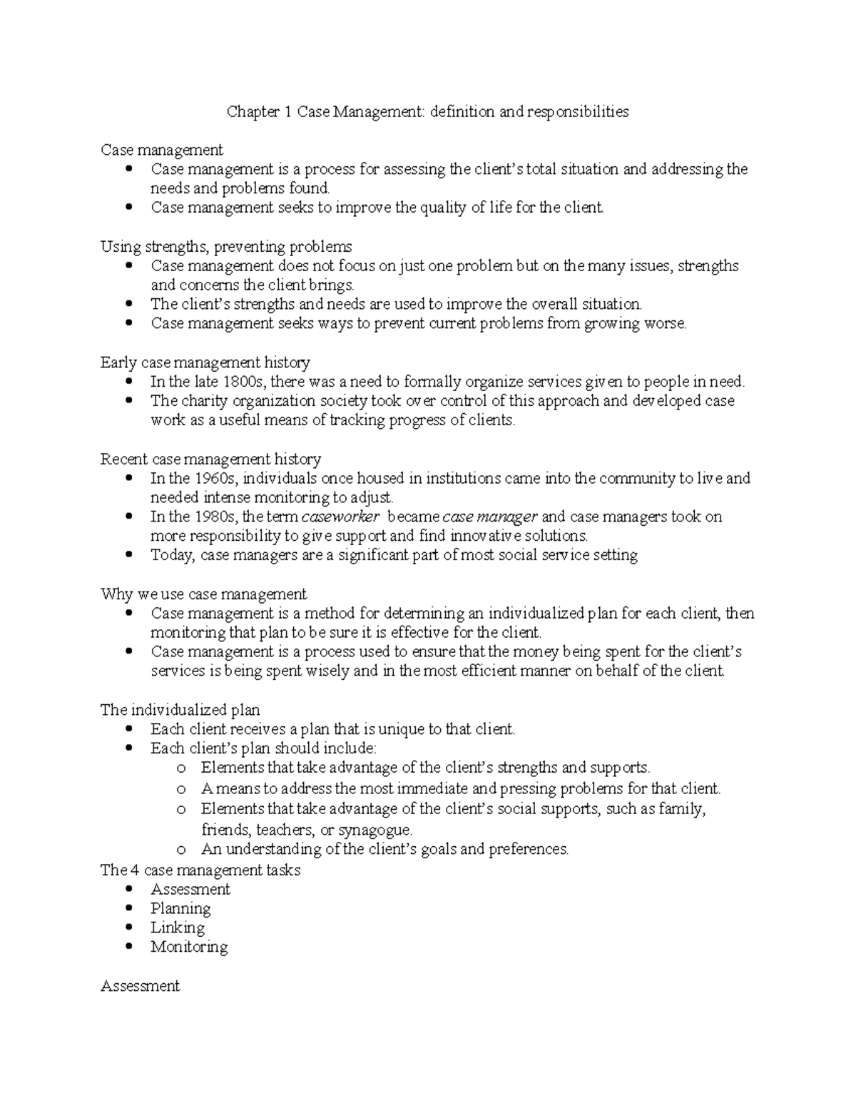 Case Management Basics: Responsibilities & Historical Overview - Studocu