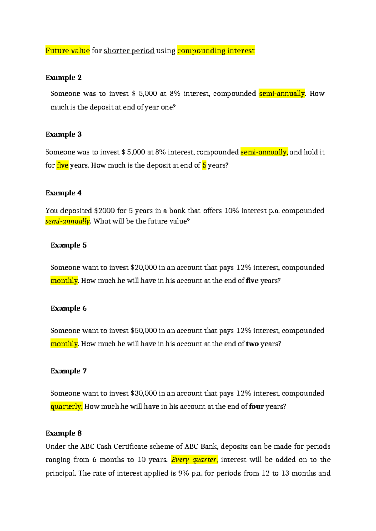 Compounding Interest Calculations: Examples & Future Values (FIN 101 ...