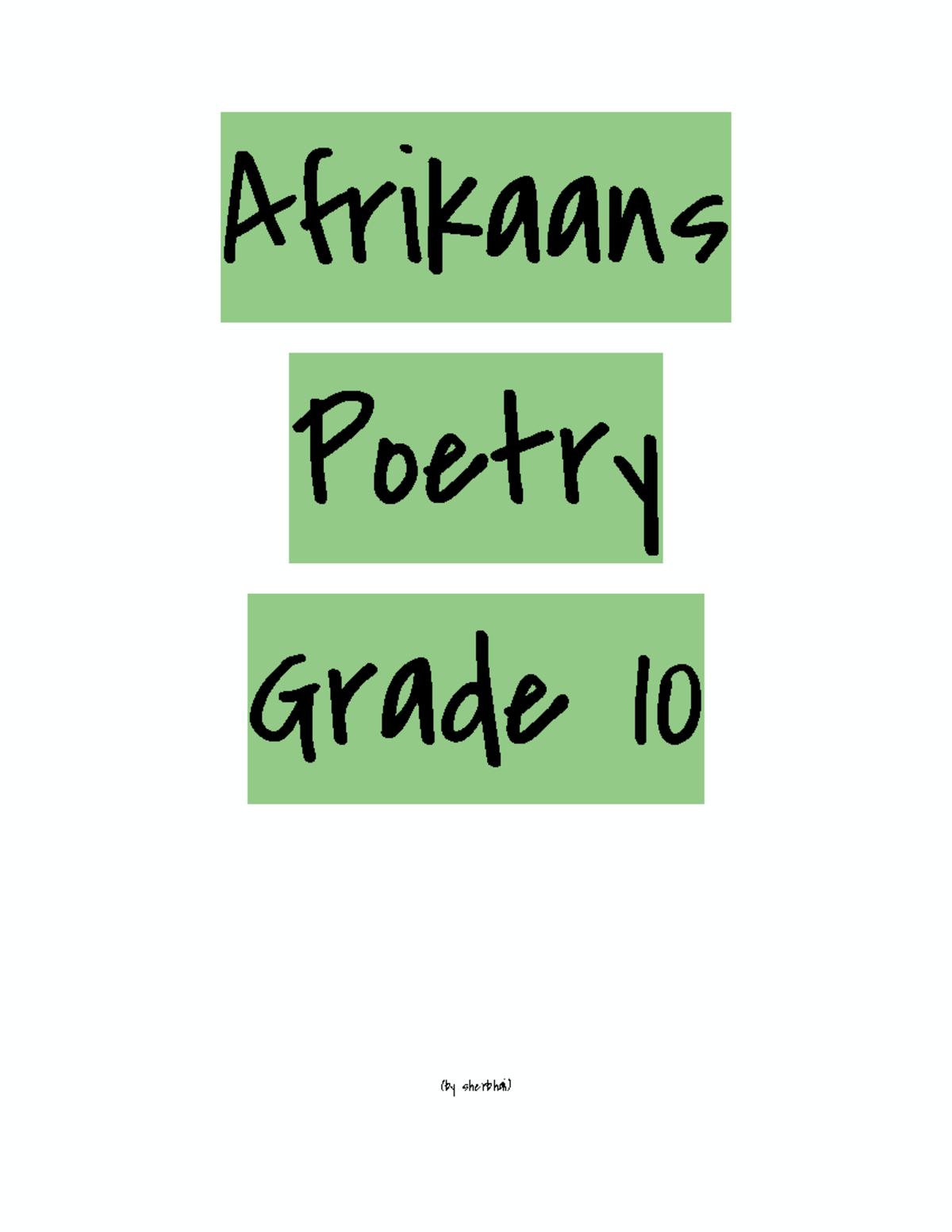Afrikaans Poetry Analysis for Grade 10: Tribute to Sarah Baartman - Studocu