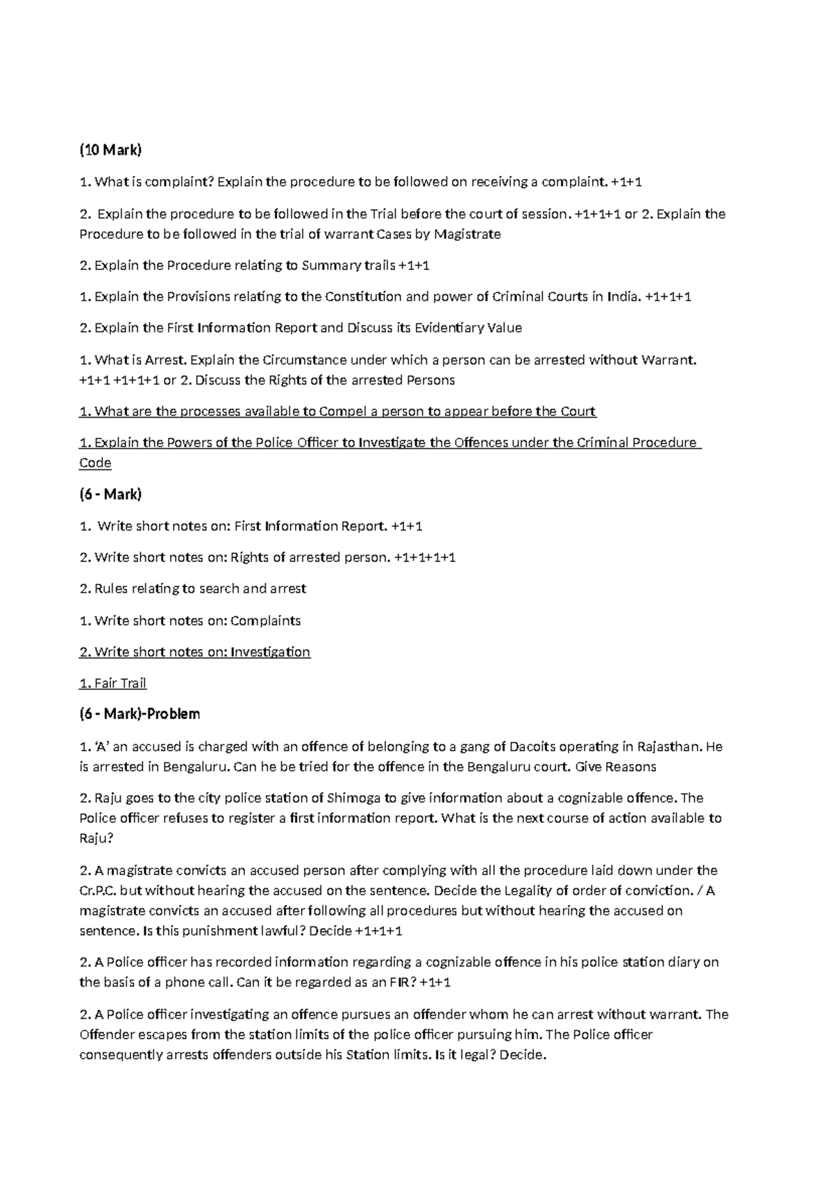 Unit 1 - CrPC: Complaints, Trials, and Arrest Procedures Explained ...