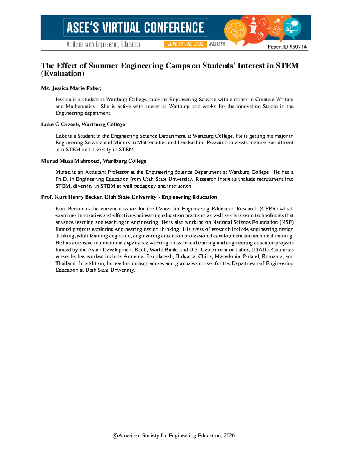The Effect of Summer Engineering Camps on STEM Interest (ENG 101) - Studocu