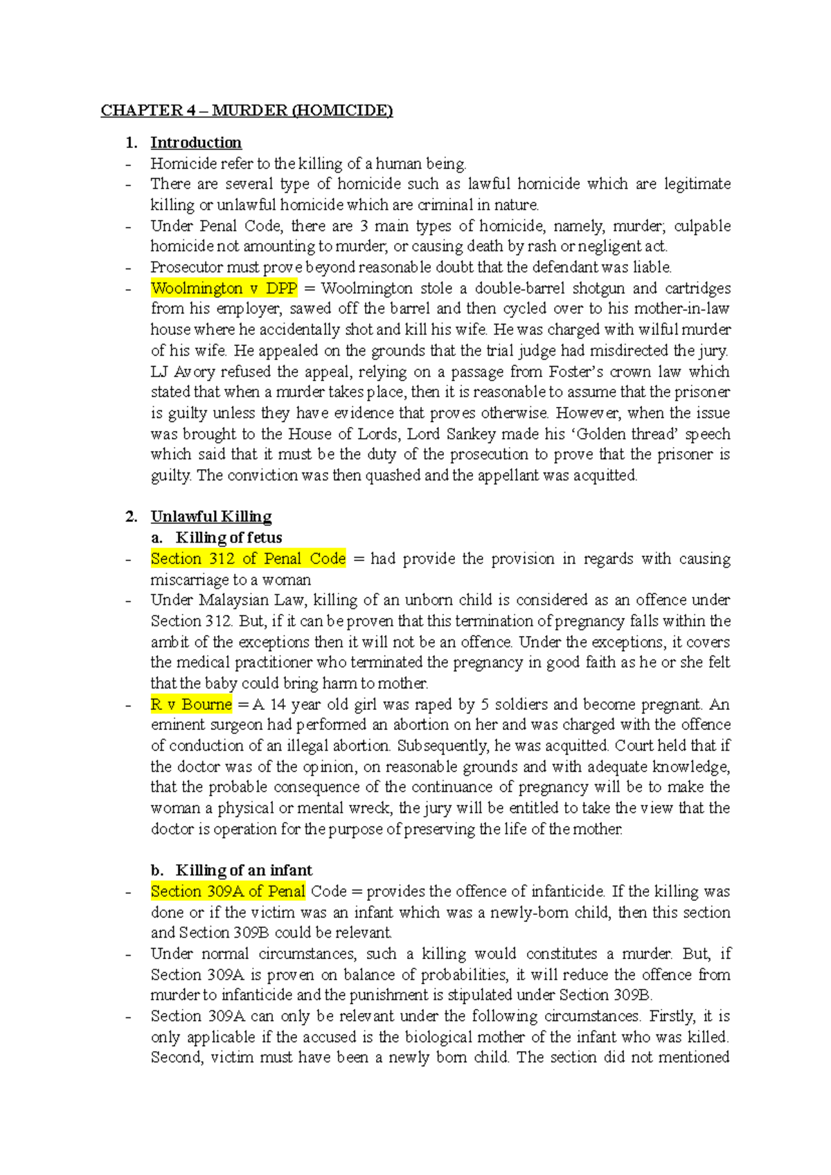 Chapter 4 - homicide - CHAPTER 4 – MURDER (HOMICIDE) 1. Introduction ...