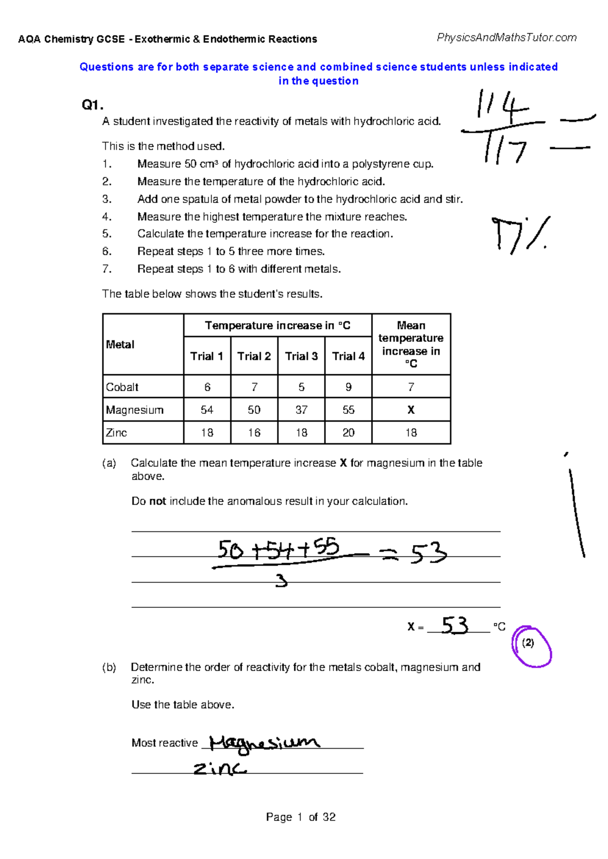 Chemistry QP - Exothermic & Endothermic Reactions Study Guide - Studocu
