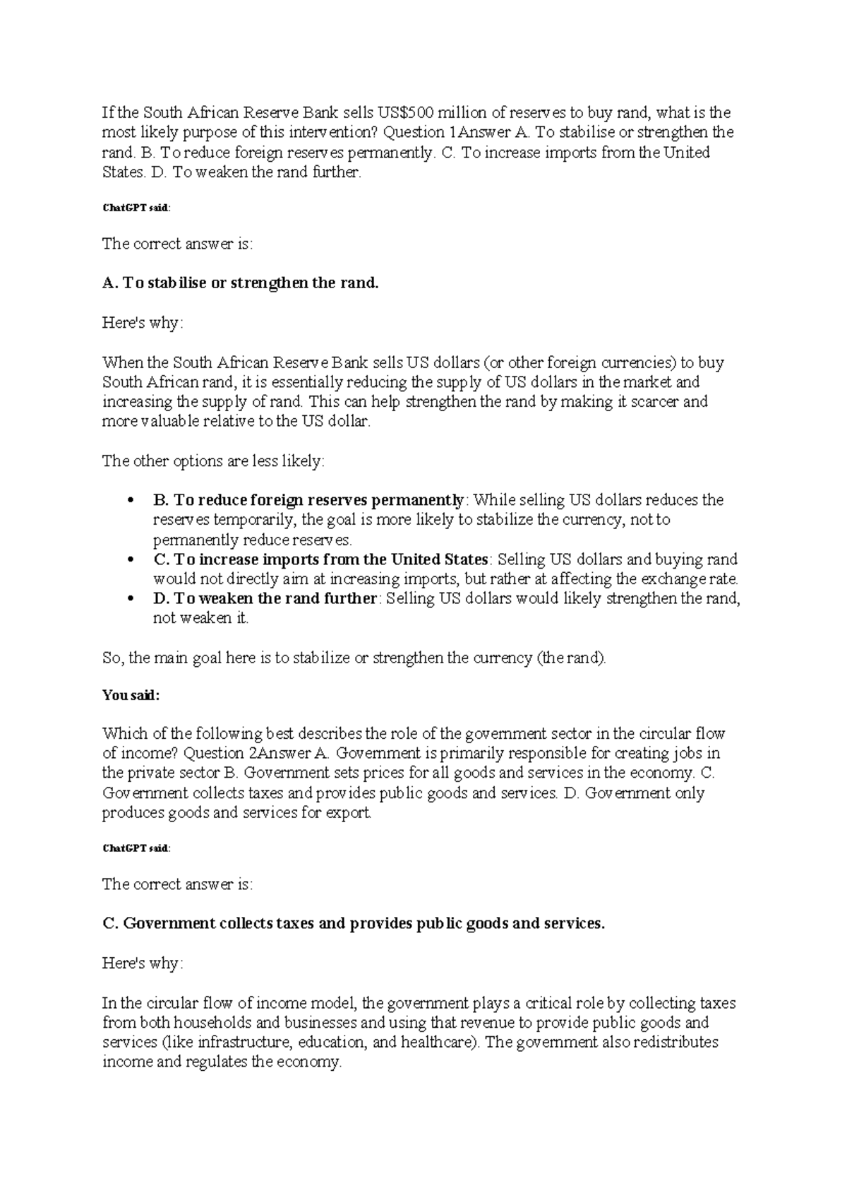 Economics 15&16 Multiple Choice Questions and Answers - Studocu